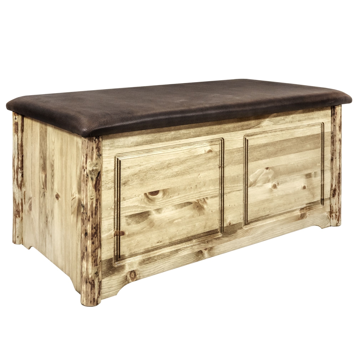 Picture of Montana Woodworks MWGCSBCSSADD Glacier Country Small Blanket Chest, Saddle Upholstery