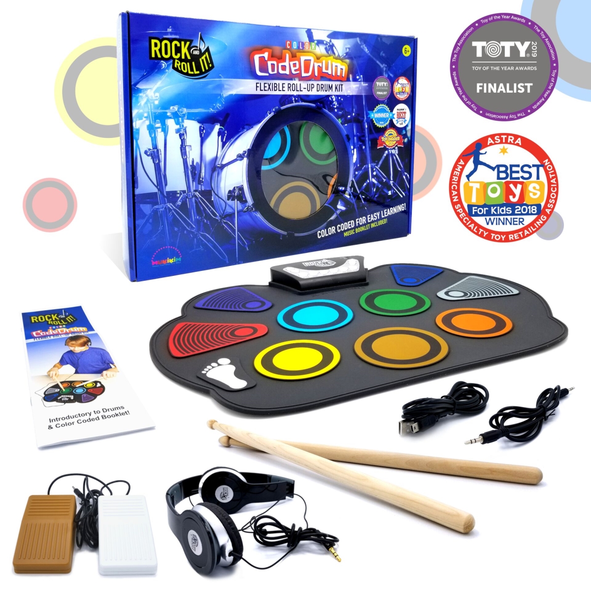 Mukikim Color Coded Electric Drum Kit, Multi Color