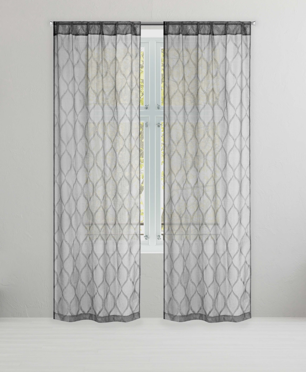WIRSL-12 -17138 84 in. Wilma Window Curtain Panel Pair - Silver