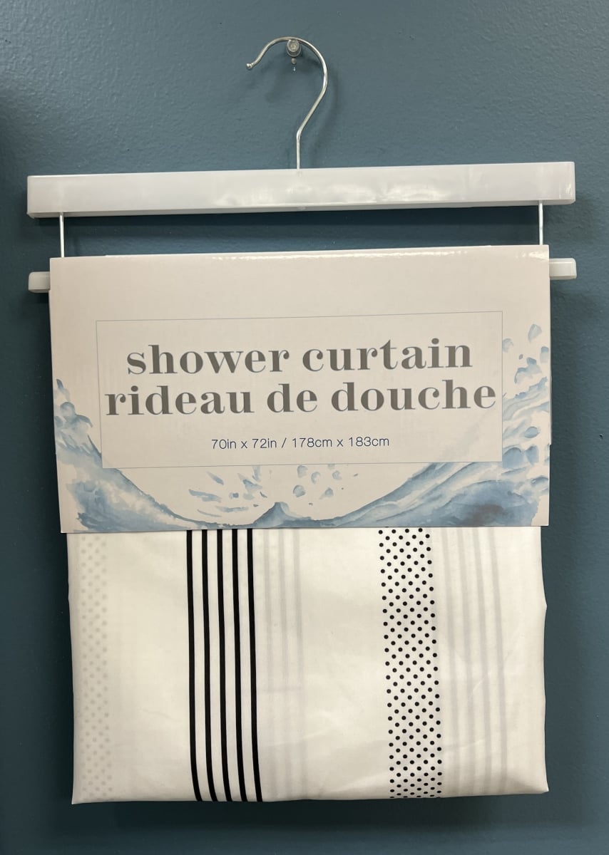 JUSBK-24 -17163 Stripe Fabric Shower Curtain Liner - 70 x 72 in. - Black