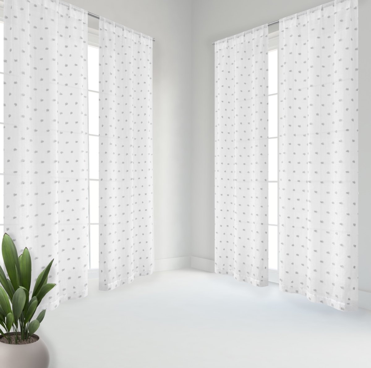 JURSL-12 -17255 84 in. Judy Window Curtain Panel Set - Silver - 4 Piece