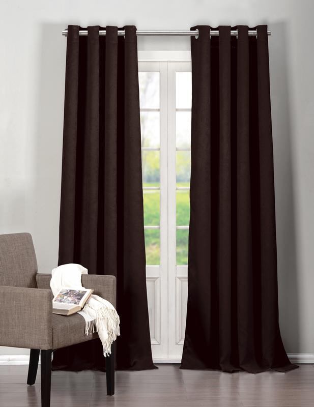 QUINCY 12765D-12 Textured Solid Grommet Blackout Curtains - Window Curtain for Living Room & Bedroom - Panels - 38 x 84 in. - Brown - Set of 2