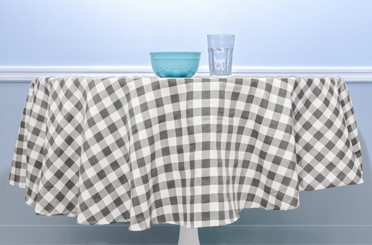 KITGY-12 -15852 Buffalo Plaid Gingham Checkered Tablecloth Linens for Kitchen Home Decor - 58 x 102 in. - Gray