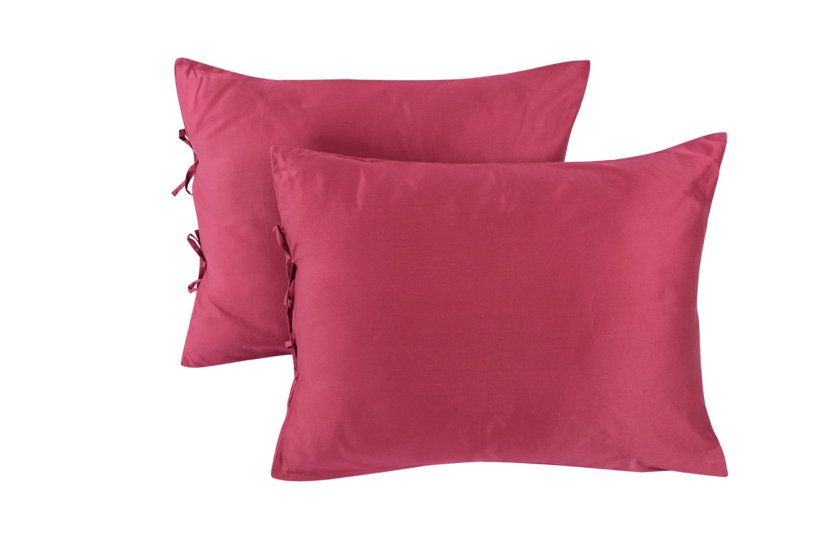 BLOSSOM 5008 Floral Print Euro Sham Pillow Cover Case - 20 x 26 in. - Maroon & White