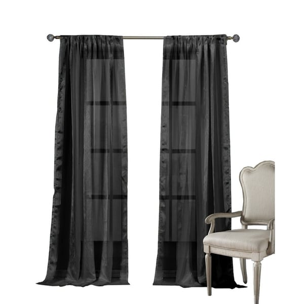 IKRSB-12 -12512 Solid Sheer Pole Top Curtains - Window Curtain for Living Room & Bedroom - Panels - 40 x 84 in. - Slate Blue - Set of 2