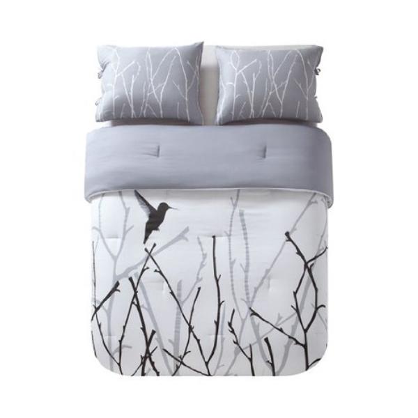 VICKI 5400 Vicki Duvet Set with 300 Thread Count - Silver & Black - Full & Queen Size - Pack of 6