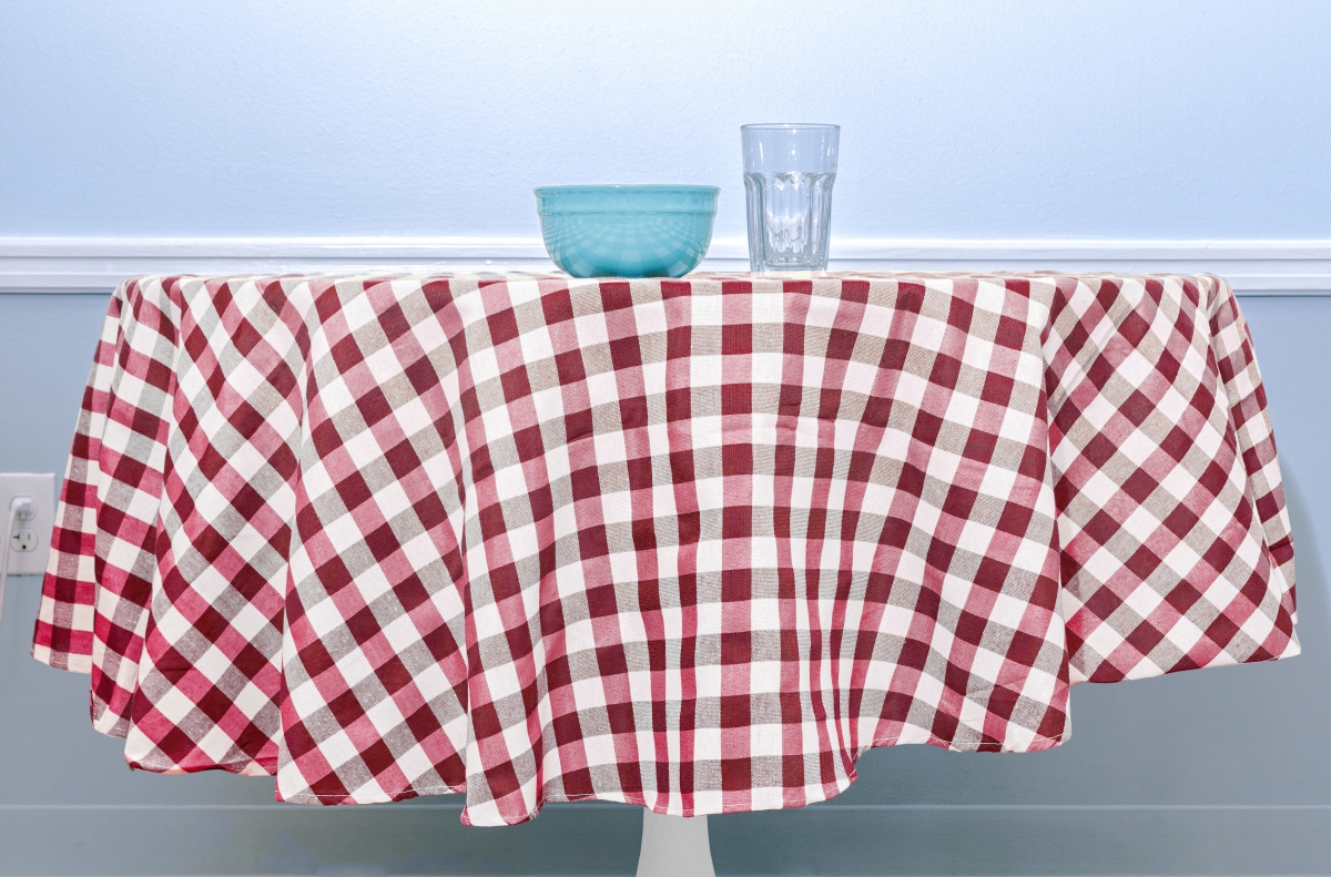 UMID 15968D-12 Buffalo Plaid Gingham Checkered Tablecloth Linens for Kitchen Home Decor - 54 x 54 in. - Burgundy Red