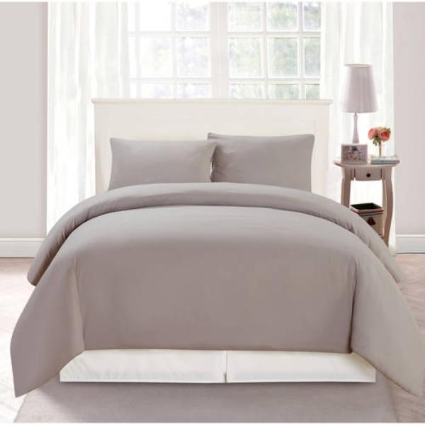 AIDEN 10382D-6 Solid Duvet Bedding Set - Full & Queen Size - Taupe - 3 Piece