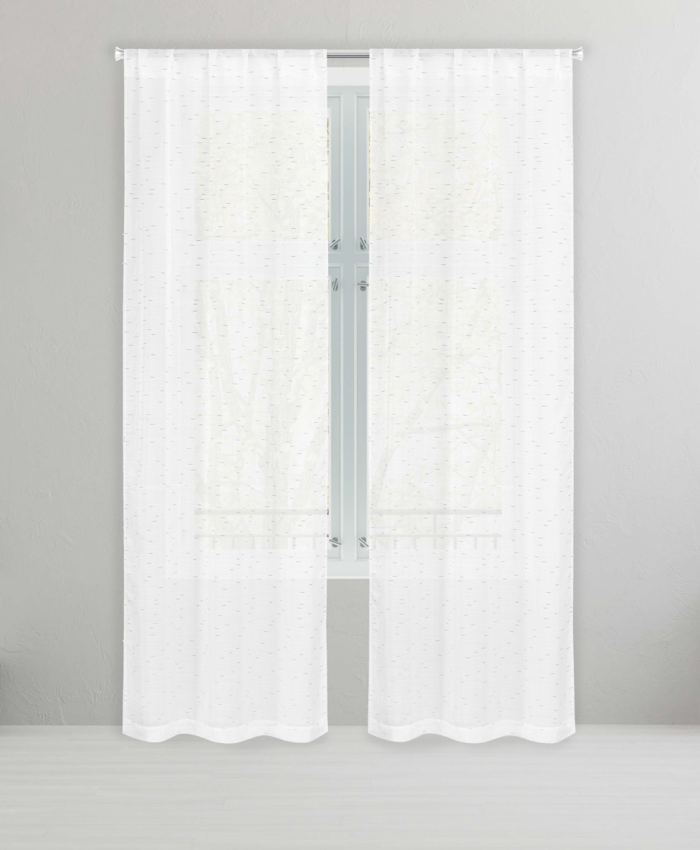 LORWS-12 -17130 96 in. Louella Window Curtain Panel Pair - White & Silver