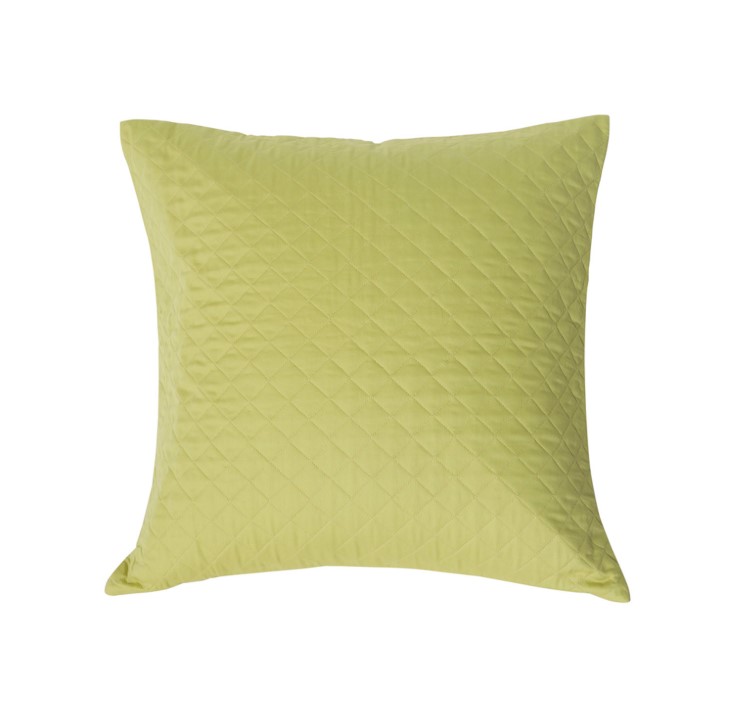 ETTA 5502 Solid Euro Sham Pillow Cover Case - 26 x 26 in. - Gray & Citrus Green