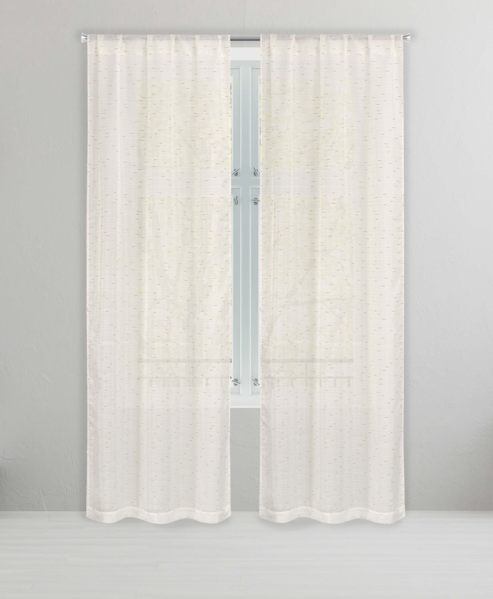 LOROG-12 -17137 84 in. Louella Window Curtain Panel Pair - Off-White & Gold