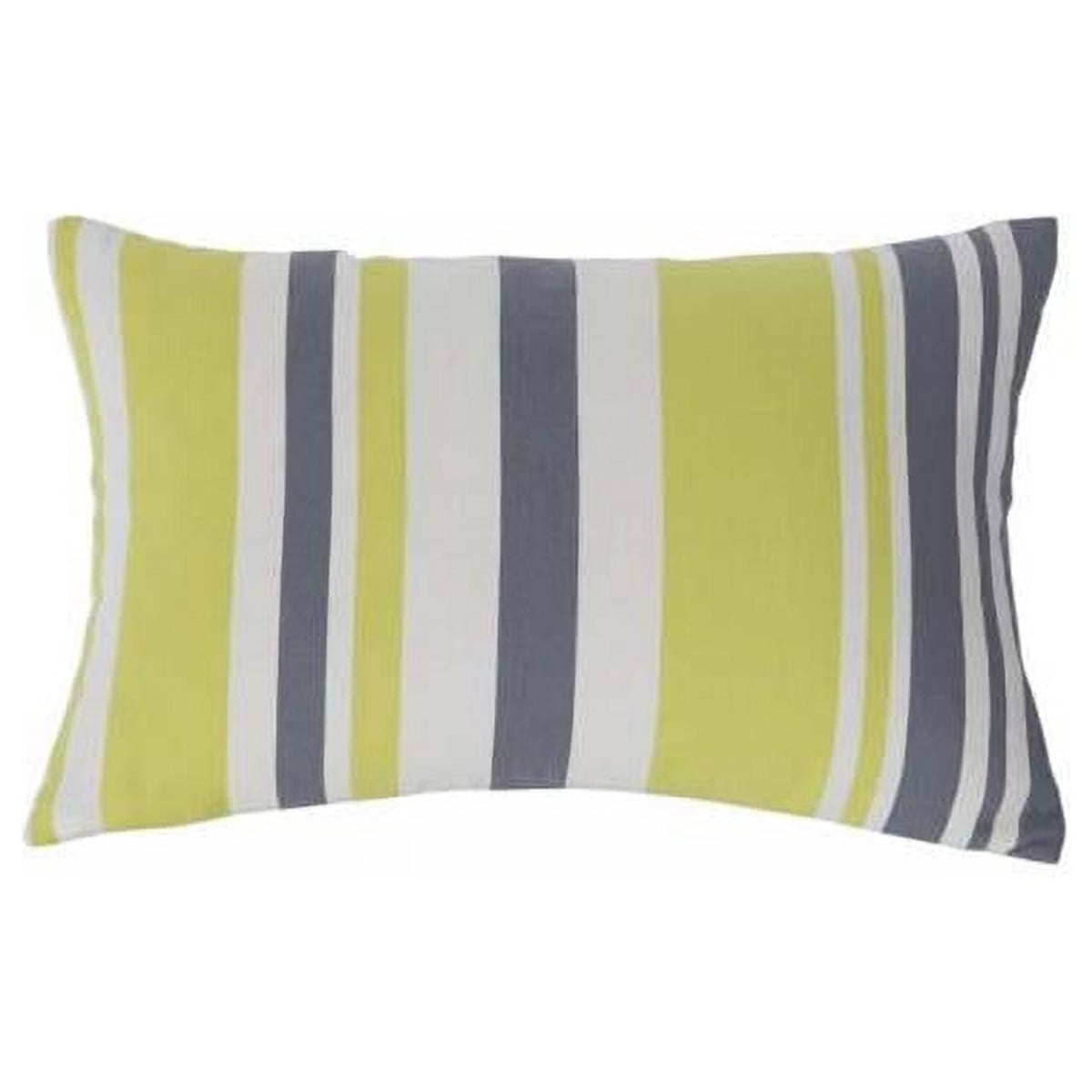 ETTA 5503 Stripe Decorative Throw Pillow Cushion Cover Case - 12 x 18 in. - Gray & Citrus Green