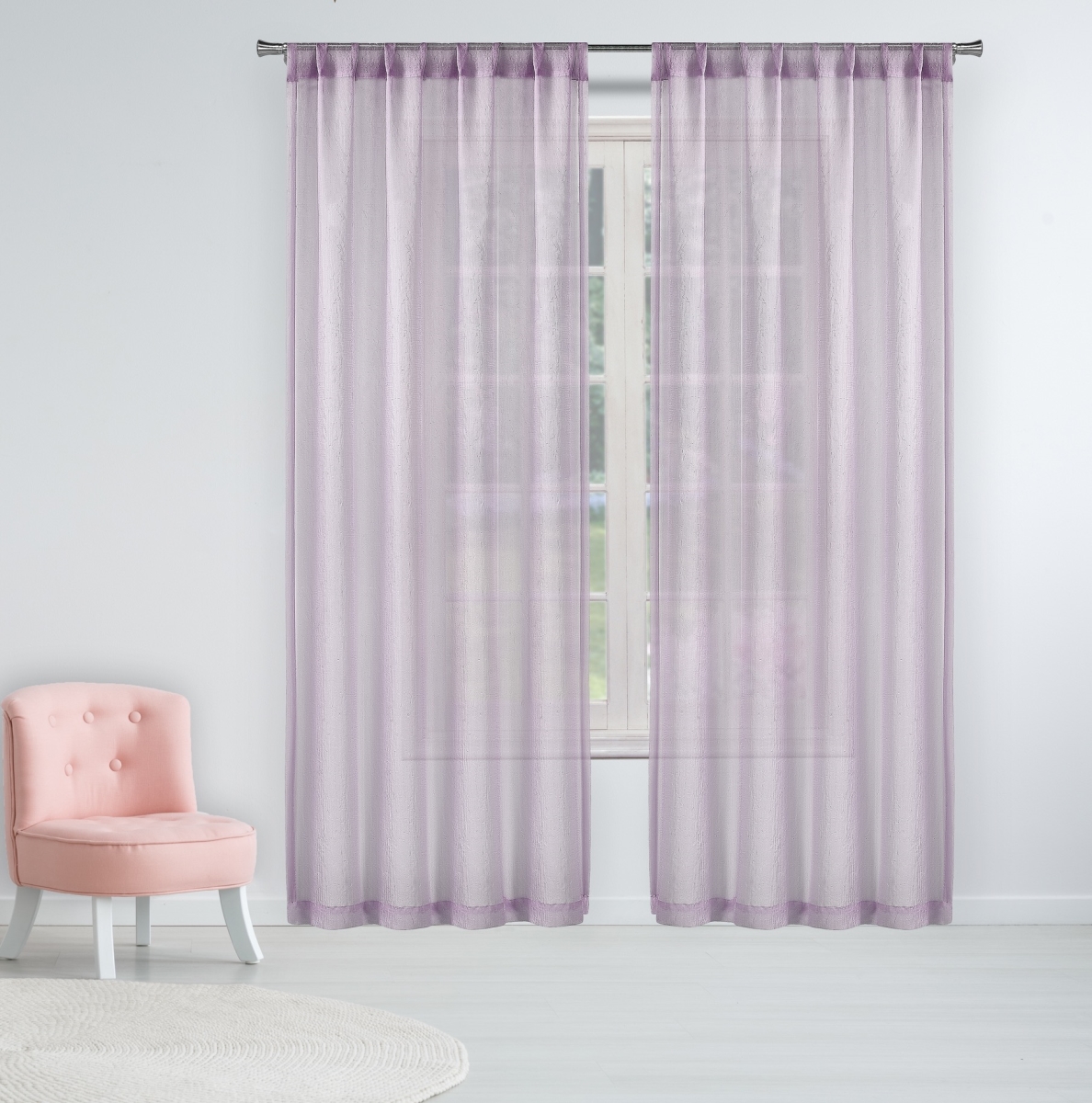 ALLY 15632D-12 84 in. Allyson Fire Retardant Window Curtain Panel Pair - Lilac