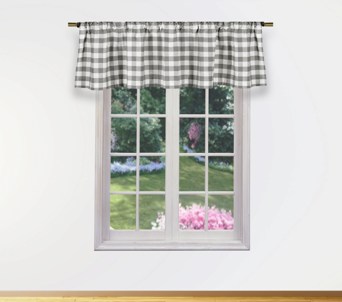 KIVGY Buffalo Plaid Gingham Valance - Gray - 58in. Width - Stylish Window Treatment