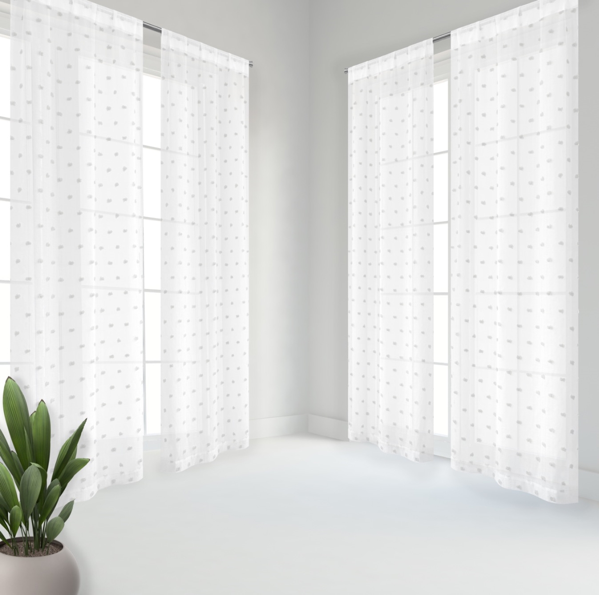 JURWH-12 -17257 84 in. Judy Curtain Set - White - 4 Piece