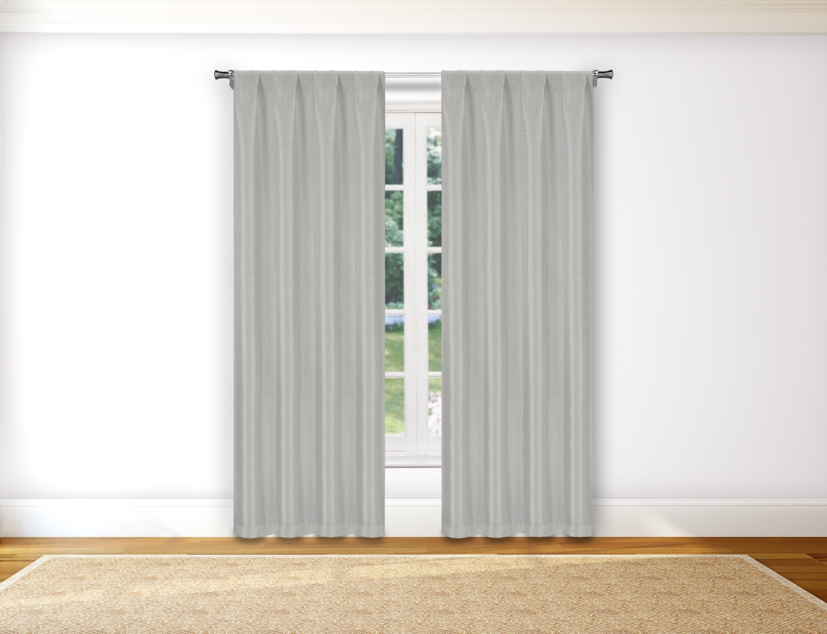 MONT 12316D-12 Textured Solid Grommet Blackout Window Curtains for Living Room & Bedroom Panels - 38 x 84 in. - Silver - Set of 2