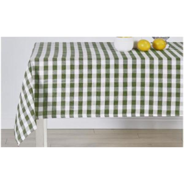 KINGSTON 12363D-12 Buffalo Plaid Gingham Checkered Tablecloth Linens for Kitchen Home Decor - 58 x 102 in. - Sage Green