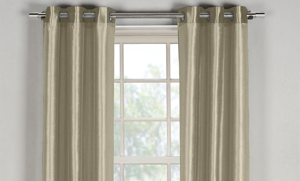 BAQMO-12 -16837 Solid Faux Silk Room Darkening Thermal Grommet Window Curtains for Living Room & Bedroom Panels - 40 x 84 in. - Brown - Set of 2