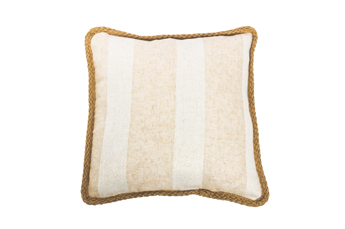 NEDLN-48 -2985 Stripe Linen Textured Decorative Throw Pillow Cushion Cover Case - 20 x 20 in. - Beige