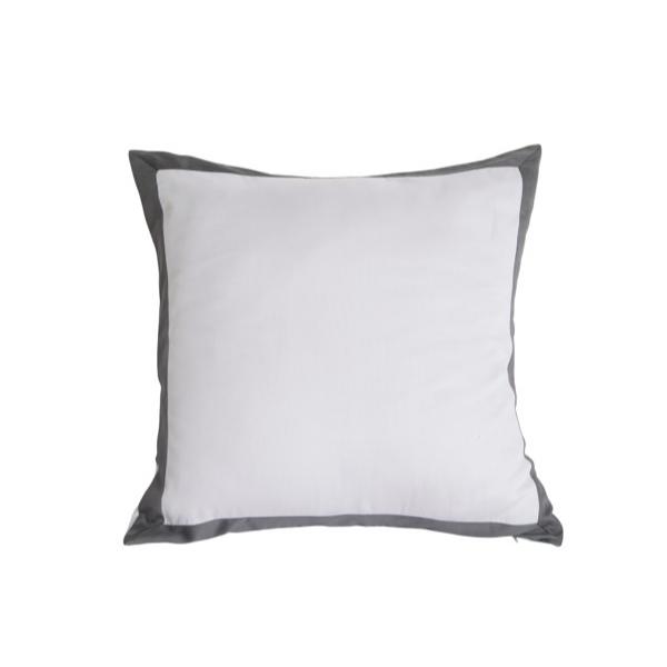 KITTERY 5802 Solid Euro Sham Pillow Cover Case - 26 x 26 in. - Steel Gray & White