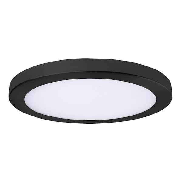 5CCT-SM15DL-BLK 15 in. 1-Light Black Platter Selectable LED Flush Mount - 2700-3000-3500-4000-5000K
