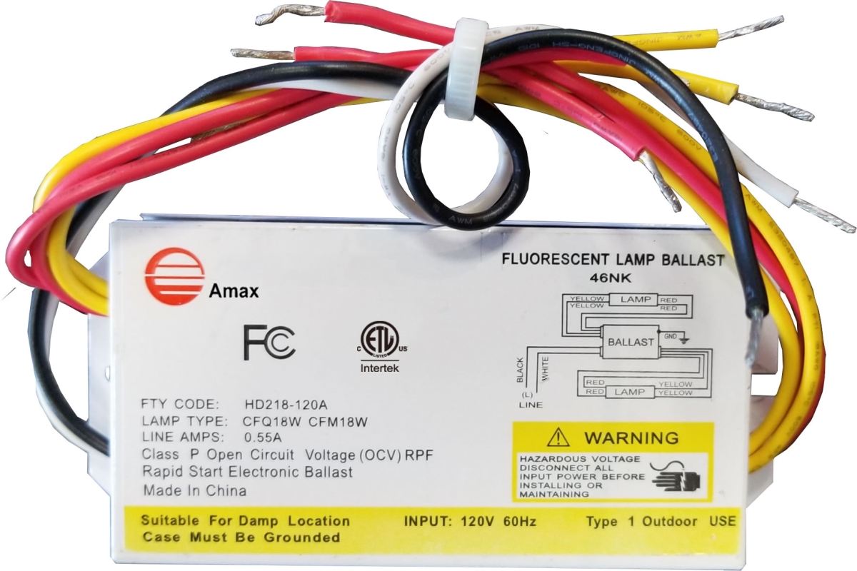 Picture of Amax lighting HD218-120A Amax Lighting HD218-120A 120-Volt 5.13 in. Electronic Ballast 2-PLC 18-Watt Lamps