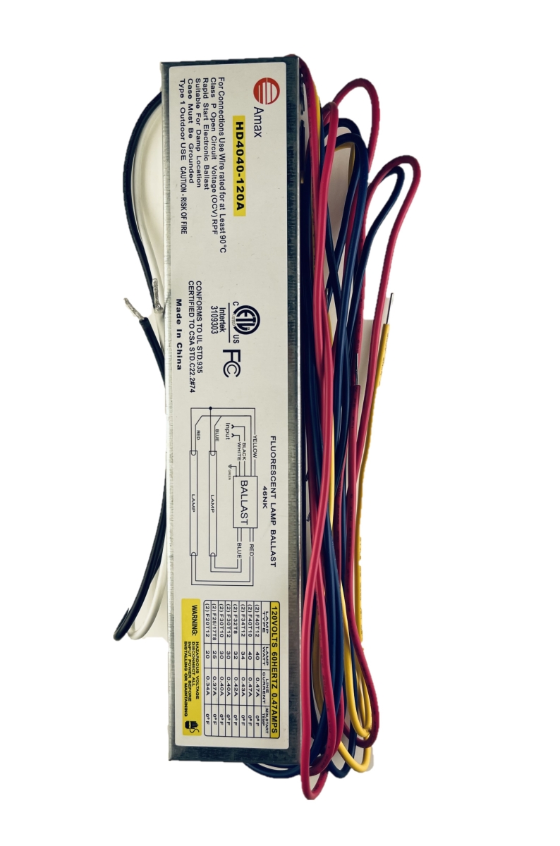 Picture of Amax lighting HD4040-120A HD4040-120A 120-Volt 11 in.Electronic Ballast 2-F17T8,2-F20T8,2-F25T8,2-F30T10,2-F32T8,2-F34T8,2-F40T10,2-F40T12 Lamps