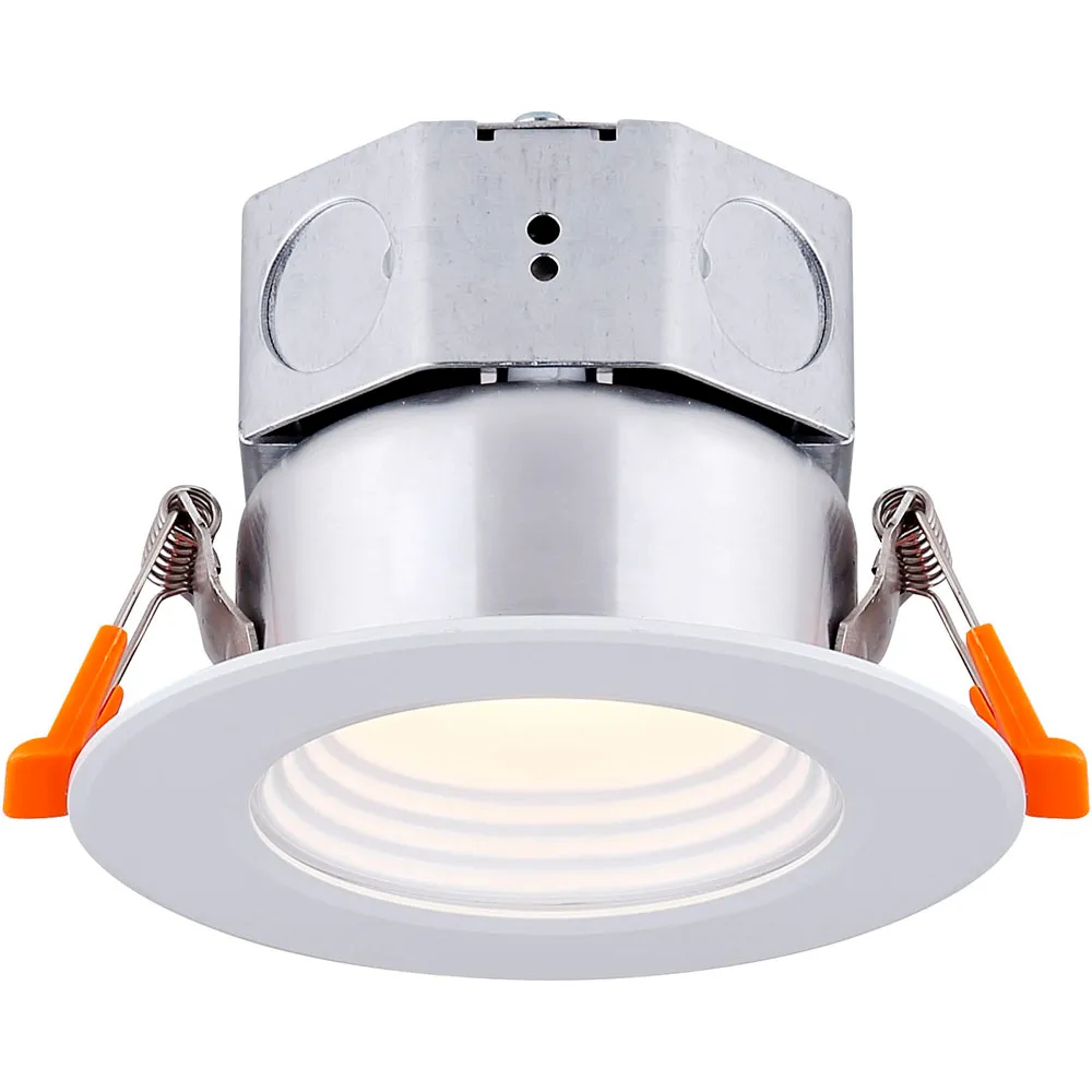 LED-BR3P-WT 3 in. 6W 120V Round LED Baffle Recess Down Light, White - 3000K
