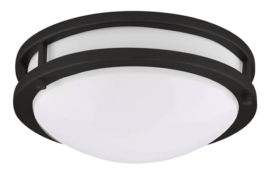 LED-JR001L-BLK-W 3000K LED Flush Mount Fixture with Die-Form-Cold-Rolled Steel Housing, Matte Black & Plastic White Diffuser - 10 in.