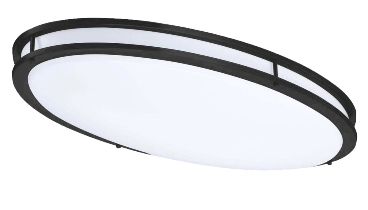 LED-JR005L-BLK-W 3000K LED Flush Mount Fixture with Die-Form-Cold-Rolled Steel Housing, Matte Black & Plastic White Diffuser - 32 in.