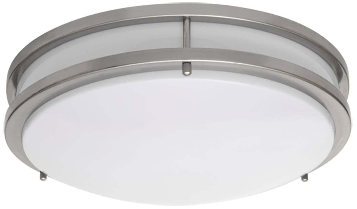 LED-JR001L-NKL-W 10 in. LED Flush Mount Fixture with Die-Form-Cold-Rolled Steel Housing, Brush Nickel & Plastic White Diffuser - 4000K