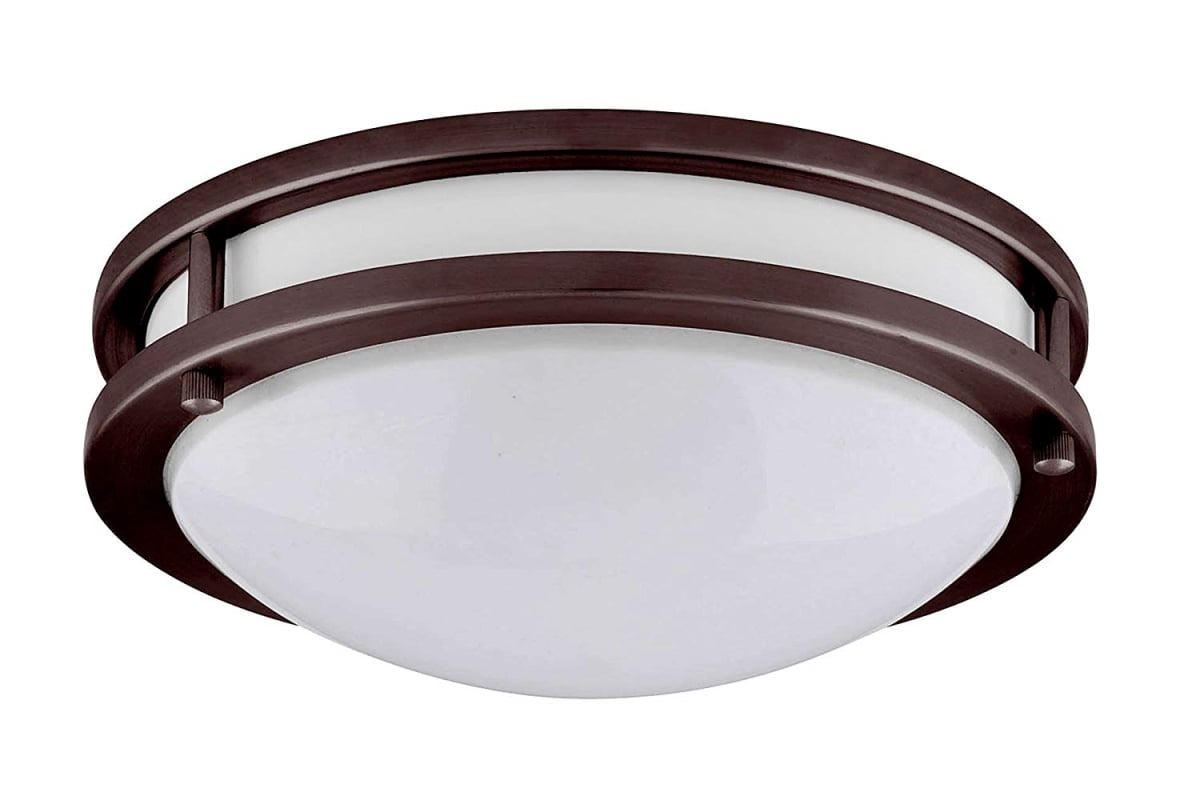 LED-JR001L-BZ-W 10 in. LED Flush Mount Fixture with Die-Form-Cold-Rolled Steel Housing, Bronze & Plastic White Diffuser - 3000K