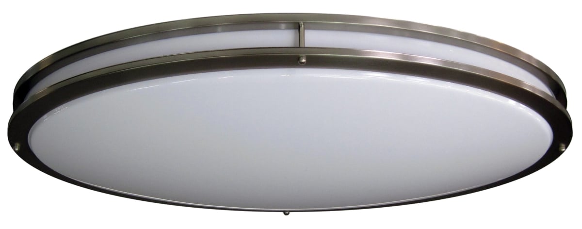 LED-JR005L-NKL-W 32 in. LED Flush Mount Fixture with Die-Form-Cold-Rolled Steel Housing, Brush Nickel & Plastic White Diffuser - 3000K