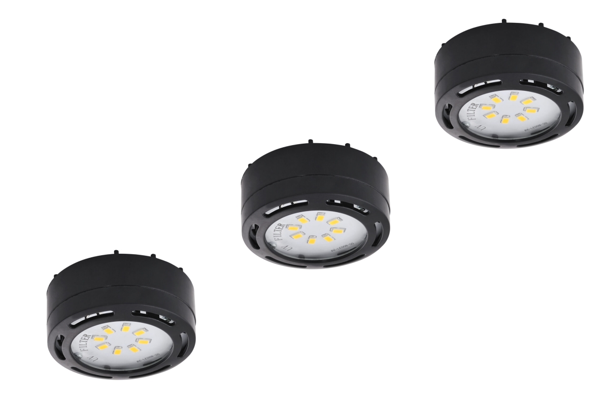 3580LED-PL3BLK 12W 120V 3000K Dimmable 3-Lights LED Puck-Light