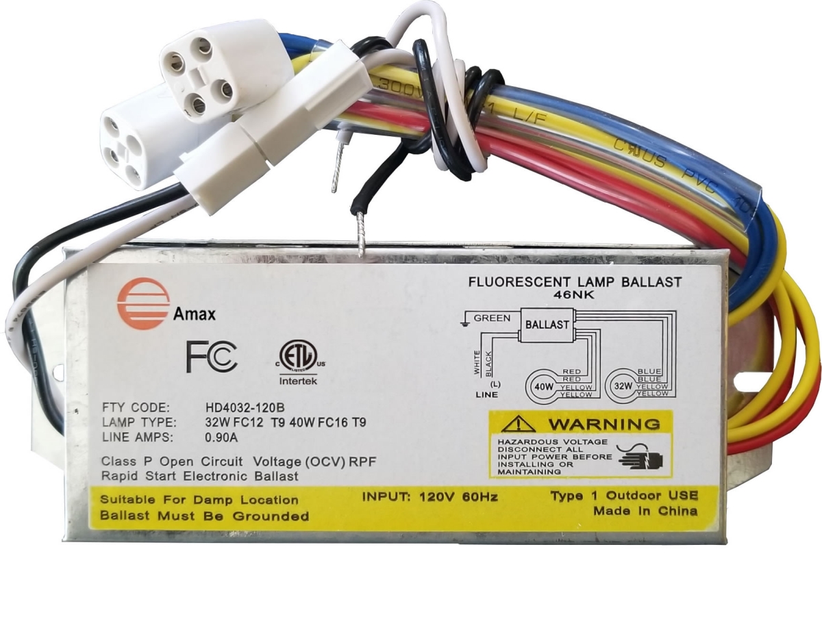 Picture of Amax lighting HD4032-120B Amax Lighting HD4032-120B 120-Volt 6.31 in. Electronic Ballast 2 Lamp FC12T9/T5 and FC16T9/T5