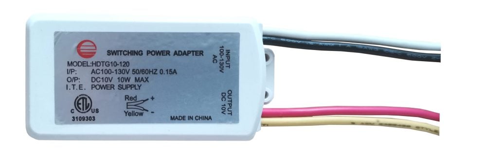 HDTG10-120HW Input AC-100-130V & Output DC 10V Hard Wire - White