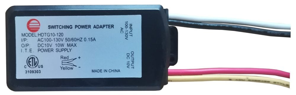 HDTG10-120HB Input AC 100-130V & Output DC 10V Hard Wire - Black