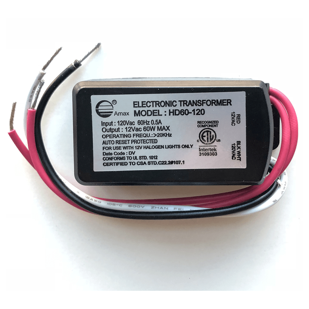 HD60-120 60W 120V Input & Output 12V Electronic Transformer - Black