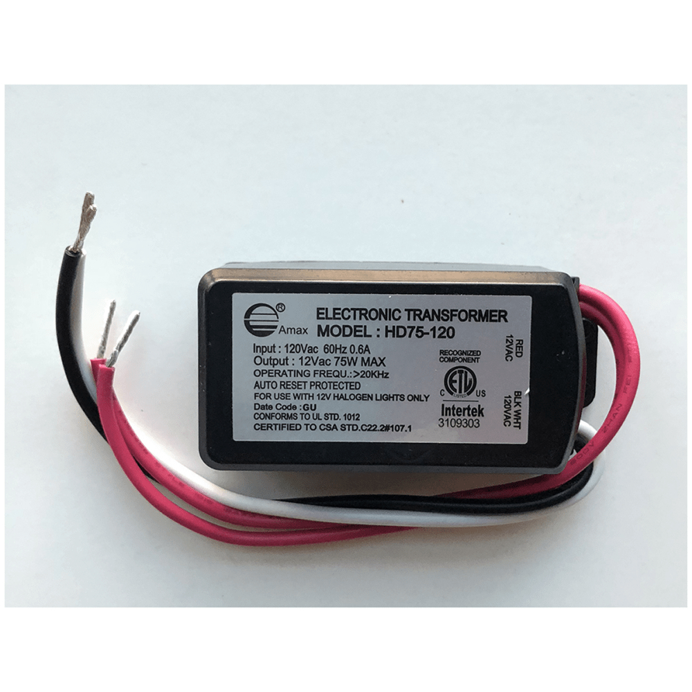 HD75-120 120V Input & Output 12V 75W Electronic Transformer - Black