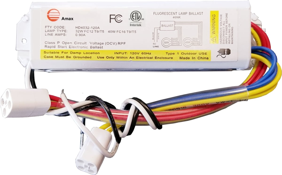 Picture of Amax lighting HD4032-120A Amax Lighting HD4032-120A 120-Volt 6.63 in. Electronic Ballast 2 Lamp FC12T9/T5 and FC16T9/T5, White