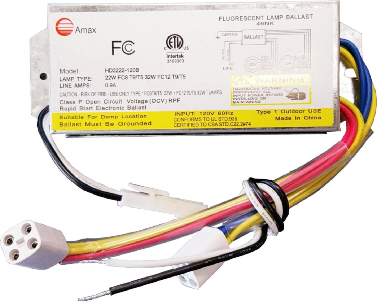 Picture of Amax lighting HD3222-120B Amax Lighting HD3222-120B 120-Volt 6.31 in. Electronic Ballast 2 Lamps FC8T9/T5 and FC12T9/T5