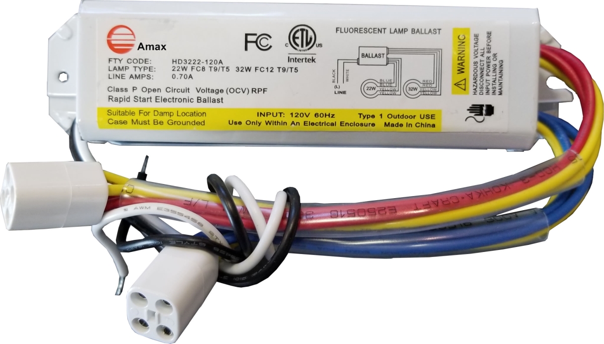 Picture of Amax lighting HD3222-120A Amax Lighting HD3222-120A FC8T9/T5 and FC12T9/T5 120-Volt 6.63 in. Electronic Ballast 2 Lamp