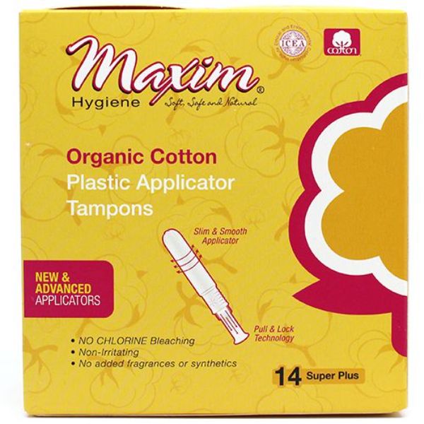 1-132414-1 Super Plus Organic Cotton Plastic Applicator Tampon  14 Count - case of 12