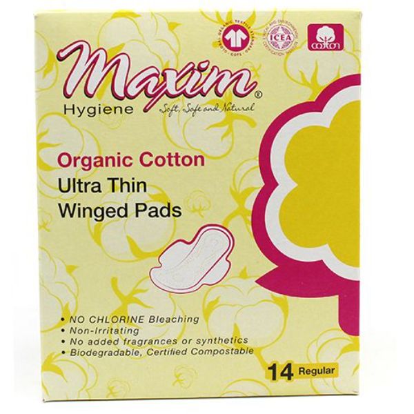 1-220114-1 Organic Cotton Ultra Thin Winged Pads  Regular - 14 Count - case of 12
