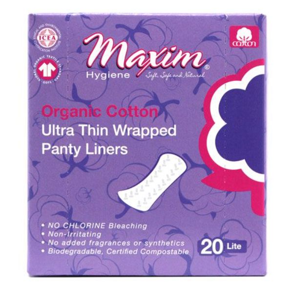1-220320-1 Organic Cotton Ultra Thin Wrapped Panty Liners  Lite - 20 Count - case of 12