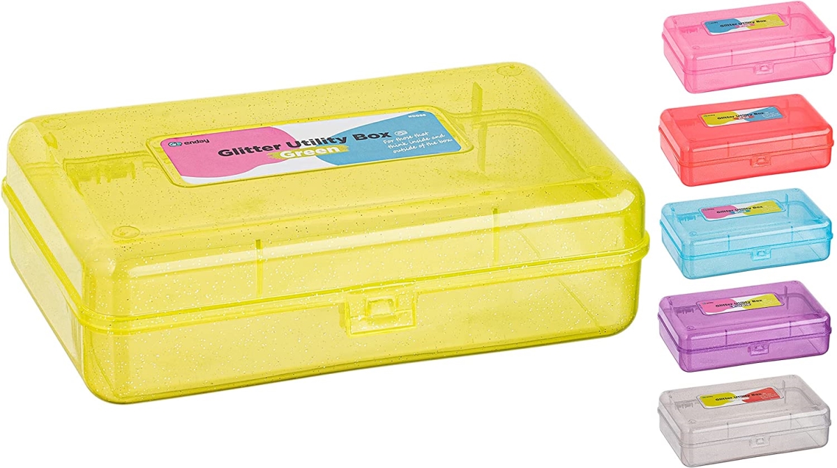 No.0058 Glitter Bright Color Multipurpose Utility Box, Green - Pack of 24