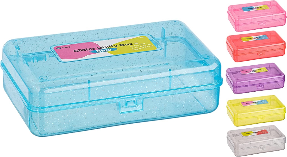 No.0060 Glitter Bright Color Multipurpose Utility Box, Blue - Pack of 24