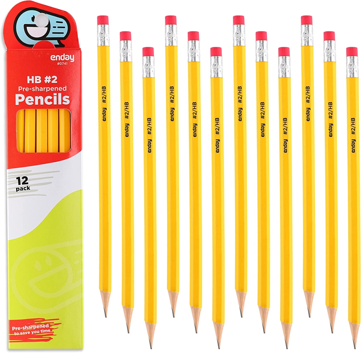 No.0416 Premium Wood Pencils - Assorted Colors - Pack of 12 - Durable Graphite Core