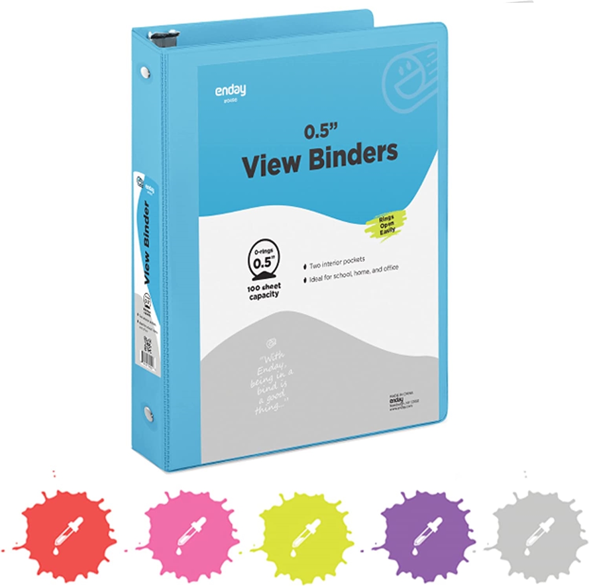 No.0498 0.5 in. 3-Ring View Binder with 2-Pockets, Blue - Pack of 24