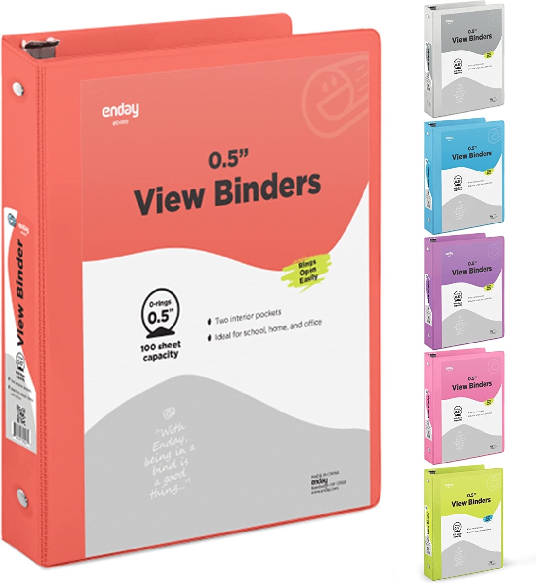 No.0499 0.5 in. 3-Ring View Binder with 2-Pockets, Red - Pack of 24
